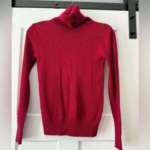 Vintage Dark Red Wool-Blend Turtleneck Sweater by Aubergine Ladies Sz Medium